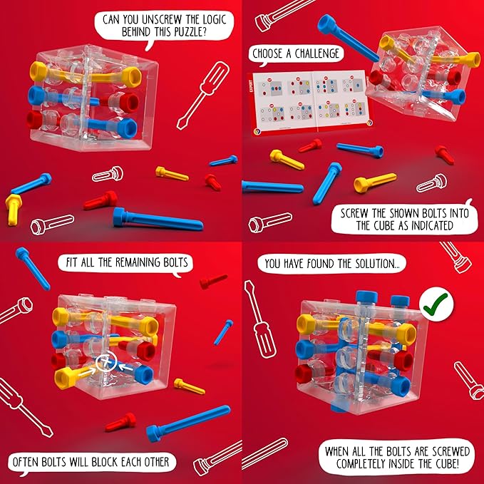 SmartGames Criss Cross Cube 3D Puzzle Game - Brainteaser with 80 Challenges for Ages 8 - Adult