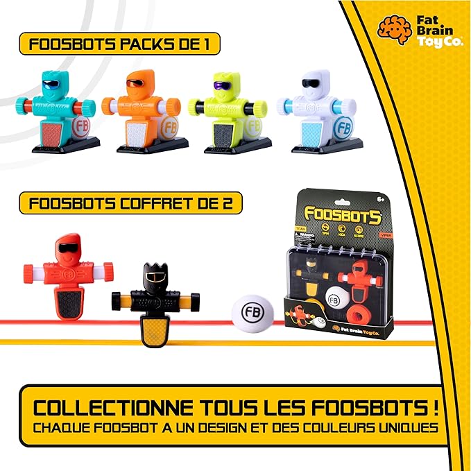 Fat Brain Toys Foosbots On The Go Tabletop Trickshot Game, 2 Player Soccer Toys, Games for Kids Ages 6+