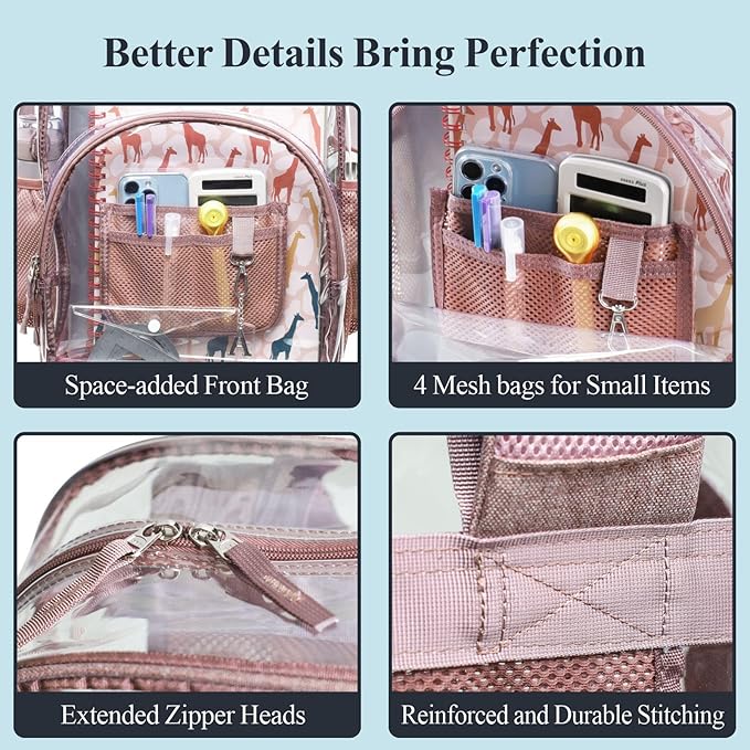 PACKISM Clear Backpack - 17 inch Heavy Duty Clear Backpacks for School, Large Transparent Bookbag for Students (Age 12+)
