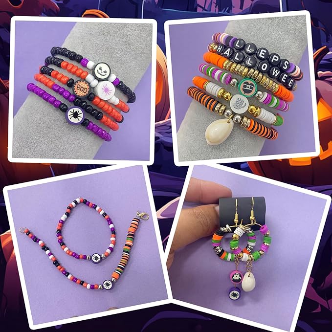 YMSDZHL 3300+PCS Clay Beads Bracelet Making Kit,Halloween DIY Flat Preppy Beads for Friendship Jewelry Making,Polymer Heishi Beads with Charms Gifts for Teen Girls Crafts for Ages 4-12