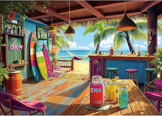 Beach Paradise 1000 Piece Jigsaw Puzzle for Adults Summer Tropical Bar Ocean View Challenging Puzzle Game Fun Adult Activity for Puzzle Lovers (27"x20")