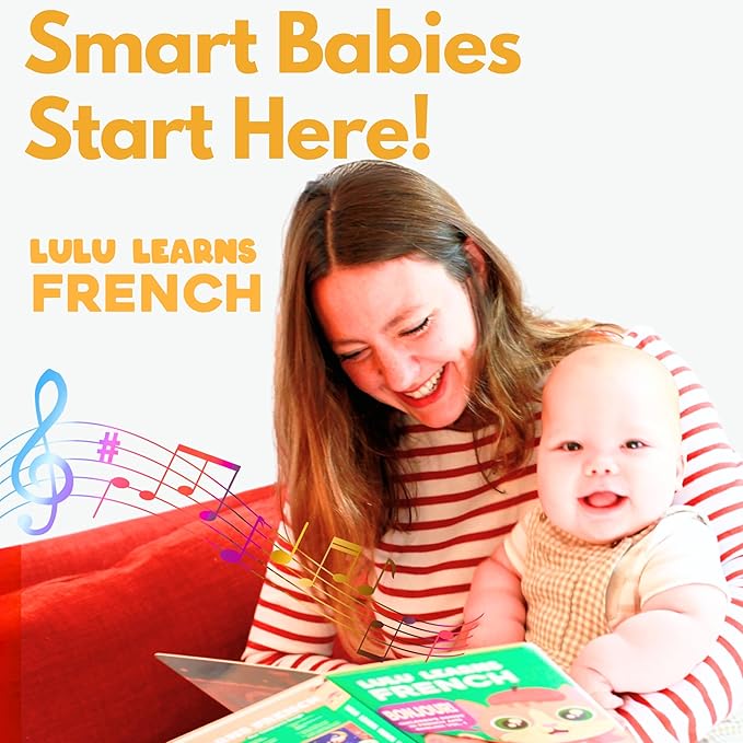 French Books for Kids Vol. 3: Musical French Baby Book Learning Toys w/English, Bilingual Language Interactive Toy for Toddlers, Babies, Boys, Girls & Children