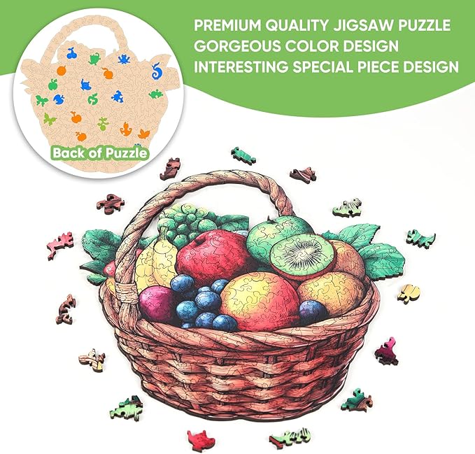 delobil Wooden Puzzles for Adults, Fruit Jigsaw Puzzle 200 Piece, Unique Shaped Wooden Puzzles Beautiful Gift Package, Creative Birthday Gift for Friends and Family 11.1 * 11.4 in