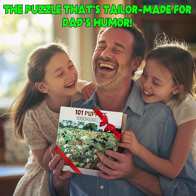 Funwares Original 101 Puppies Puzzle – 1000-Piece Hilarious Dog Jigsaw – Funny Gift for Dog Lovers, White Elephant, and Pet Lovers with a Sense of Humor