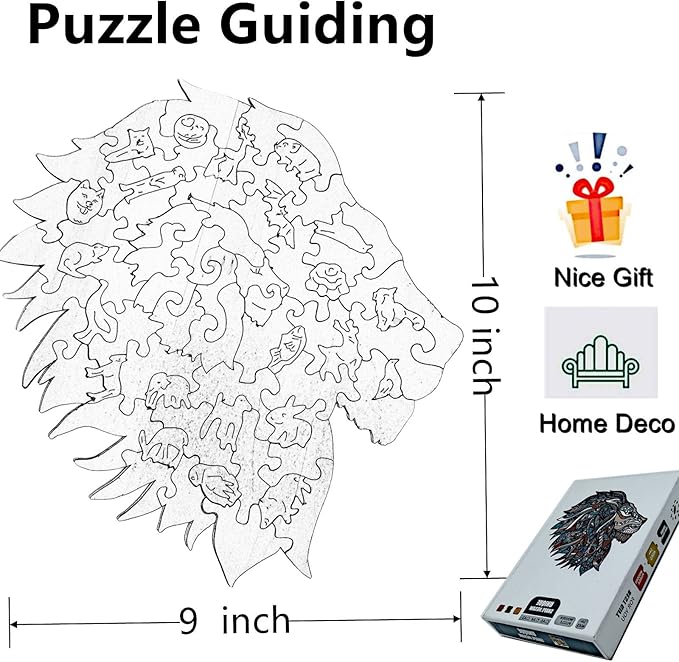 Wooden Jigsaw Puzzle for Adults,Unique Lion Animals Shaped Magic Jigsaw Puzzle Pieces Best Gift for Adults,Can be Used as a Cool Mouse Pad,70pcs,(10×9 inches) Large…