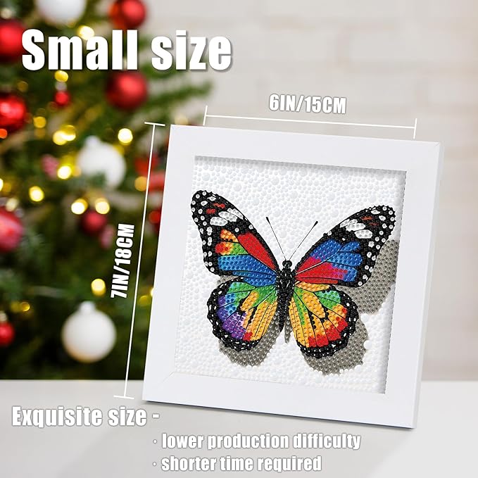 geesfayan Diamond Art Kits for Kids Ages 8-12,6 Inch DIY Gem Art Painting with 7 Inch Frame, Complete Starter Kit for Beginners, Creative Arts & Crafts Gift for Girls & Boys (Colorful Butterfly)