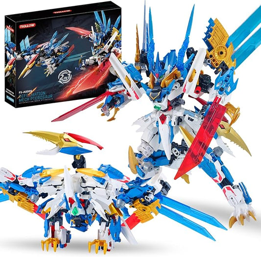 Pterodactyl Robot 2 in 1 Building Toy Sets, Dinosaurs Mech Transforming Building Block Model, Mecha Action Figures Pterosaur Building Kits, for Boys, Adult Age 8-12 (Pterodactyl)