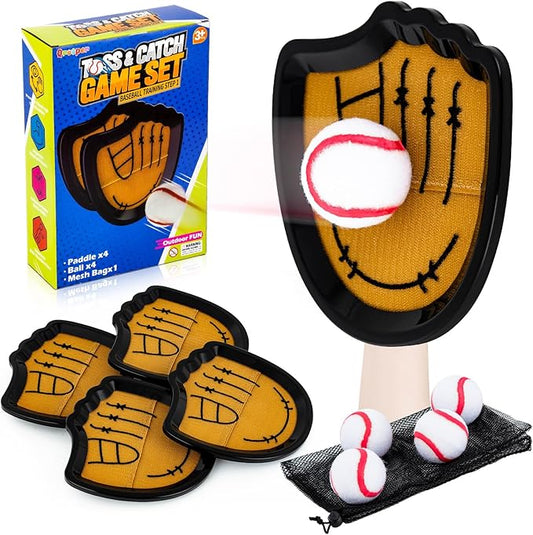 Toss and Catch Outdoor Game for Summer Pool Beach Yard Lawn Camping Outside Toys for Kids Ages 4 5 6 7 8 9 10 11 12 Gifts for Boys Girls 4 Paddles 4 Balls