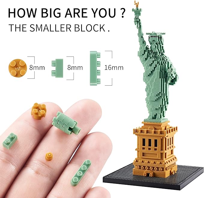 Exquisite Big Architecture Lady Liberty Statue Micro Building Blocks Set - 2810 PCS | Challenging Engaging | Highly Detailed Replica | Suitable for Kids & Adults | Great Gift