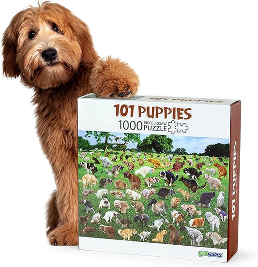 Funwares Original 101 Puppies Puzzle – 1000-Piece Hilarious Dog Jigsaw – Funny Gift for Dog Lovers, White Elephant, and Pet Lovers with a Sense of Humor