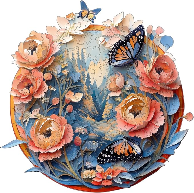 Wooden Puzzles for Adults - Jungle Butterfly Wood Puzzles Adult - Unique Animal Shape Wooden Jigsaw Puzzles for Adults - Birthday Gifts for Puzzle Lovers, Family (11.4 * 11.3in)