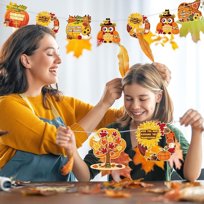Outus 24 Pcs Religious Fall Crafts for Kids - Autumn Harvest Pumpkin Jesus Stickers, Thanksgiving DIY Craft Hanging Ornaments for Christian Classroom Activities