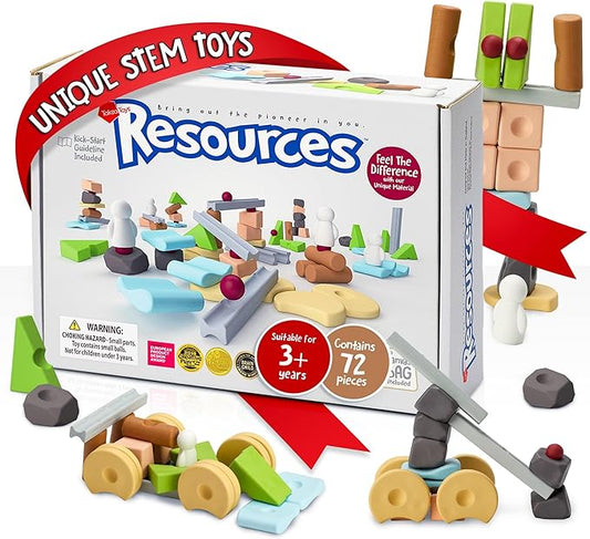 Taksa Toys Educational Building Blocks for Kids Ages 3 4 5 6 7+ Years Old, Reggio Emilia Stem Toys, Montessori Toys for Girls, Boys Unique Preschool Learning & Stacking Resources, Gift Pack 72 Pcs