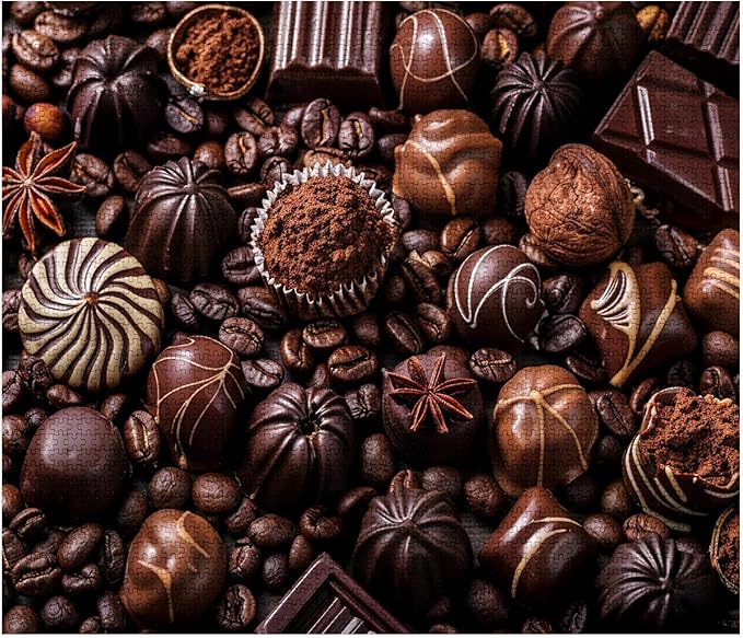 Tucocoo Chocolate Sweets Cocoa Jigsaw Puzzle 1000 Pieces Puzzles for Adults, Coffee Beans Art Jigsaw Puzzles for Challenging Family Activity Games Brown DIY Handwork Puzzle for Home Decor Gifts