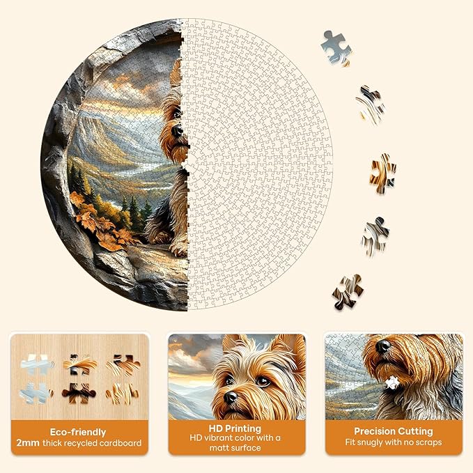 Masseruon 1000 Piece Puzzle for Adults, 26.6 * 26.6in Yorkshire Puzzle for Adults, 1000 Pieces Flat Puzzles with 3D Visual Effect When Completed, Adult Puzzles Games