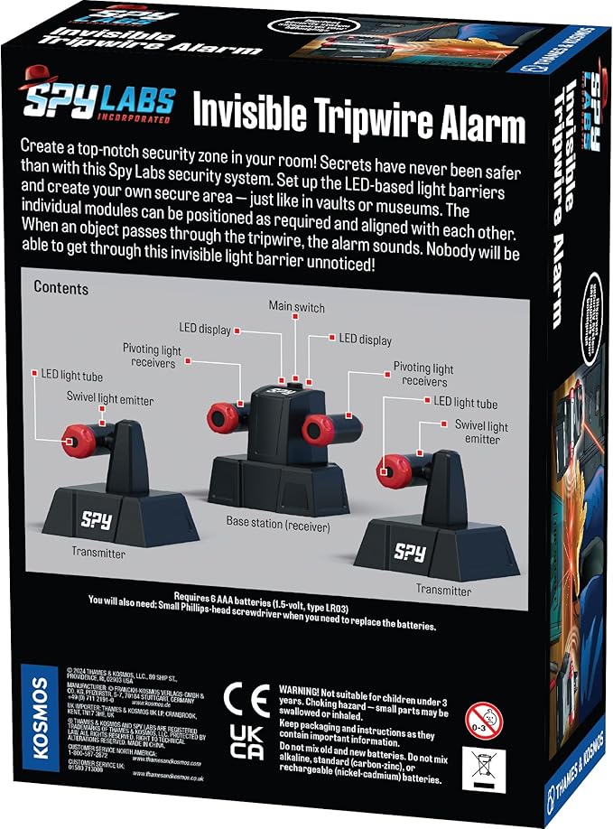 Thames & Kosmos Spy Labs Inc: Invisible Tripwire Alarm | Detective Toy for Boys & Girls Ages 8+ | Toy Security System with LED Light Beams | Essential Pretend Play Tool for Young Investigators