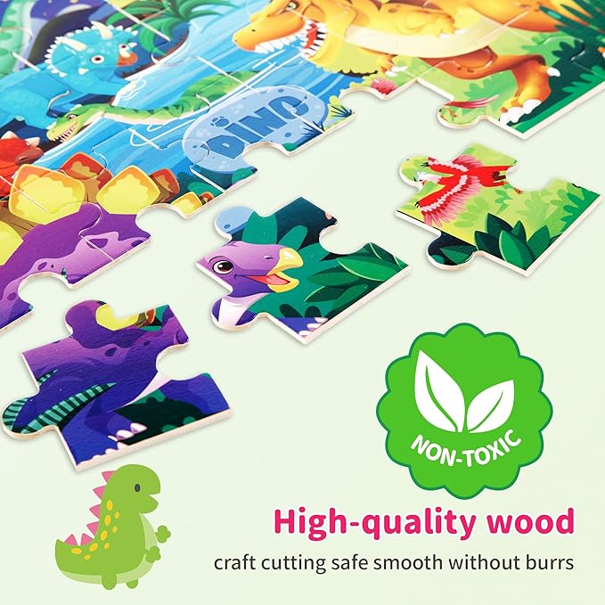 24PCS Wooden Puzzles for Kids Ages 4-6, 4 in 1 Box, Preschool Educational Toys Birthday Gifts Puzzles for 3 4 5 6 7 8 Year Old Boy Girls, Animal