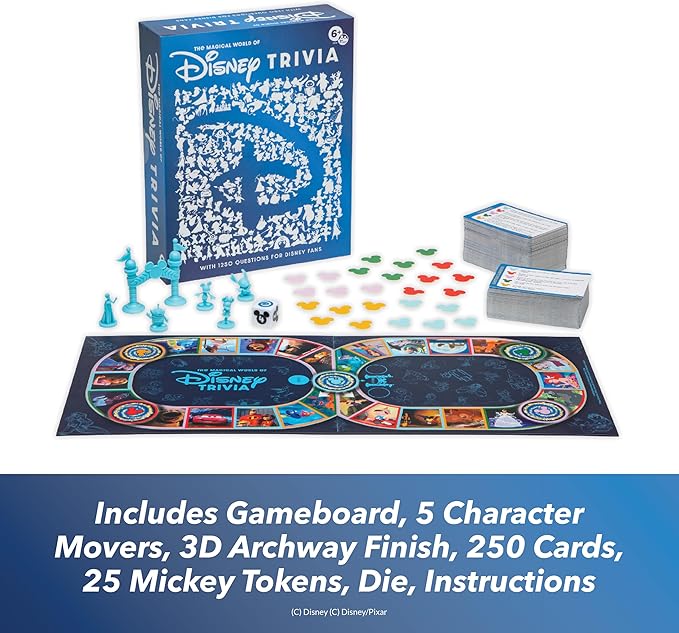 PlayMonster The Magical World of Disney Trivia Games – Board Games for Family Night, Family Games, Multi-Player Board Game, Family Board Game, Travel Games, Disney Game, Ages 6+
