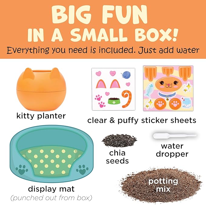 Creativity for Kids: Plant-A-Pet Kitty - Arts and Crafts Kit, Gifts for Girls and Stocking Stuffers, Boy and Girl Toys, Chia Seed Plant Pet (Ages 6+)