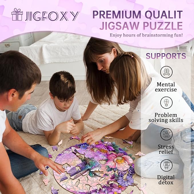 Jigfoxy Wooden Puzzles for Adults, Hummingbird Wood Puzzles Adult, Unique Animal Shape Wooden Jigsaw Puzzles for Adults, Birthday Gifts for Puzzle Lovers, Family, Friend (S-8.4 * 8.1in-100 pcs)