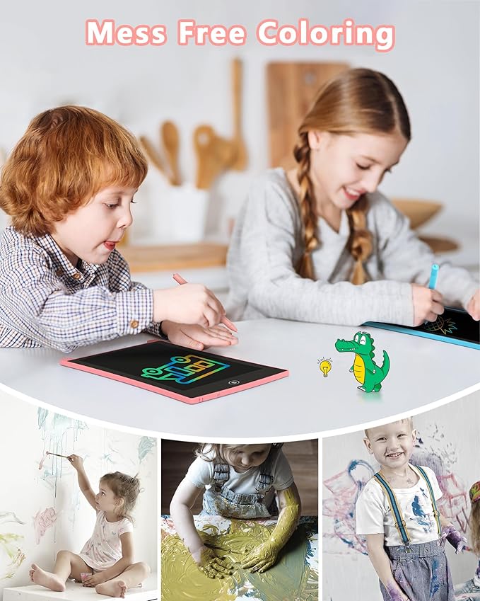 KOKODI 2 Pack 10 Inch LCD Writing Tablet for Kids, Colorful Doodle Board Erasable Drawing Pad, Educational Learning Toys Birthday Gifts for Boys Girls Ages 3 4 5 6 7 8 (Blue & Pink)