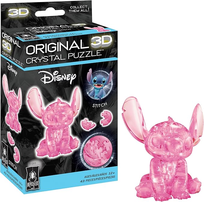 BePuzzled, Disney Stitch Original 3D Crystal Puzzle, Perfect for Puzzlers Ages 12 and Up, Challenging to Complete and Beautiful to Display, Collect Them All