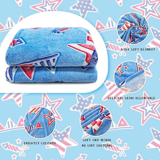 American Flag Blanket Glow in The Dark Blanket for Kids Boys Star Stripes Independence Day July 4th Decor