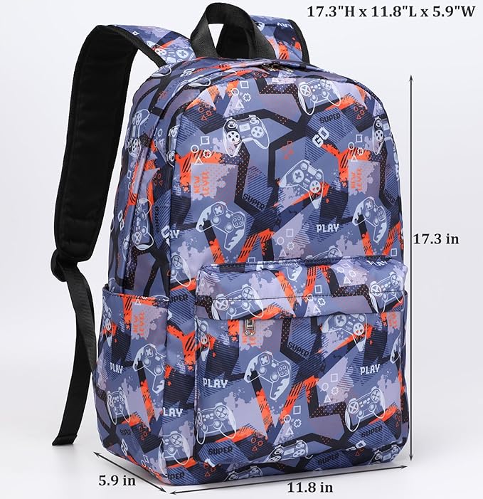 JIANYA Backpack for School, Water Resistant Bookbags Kids School Backpack with Lunch Box, Grey