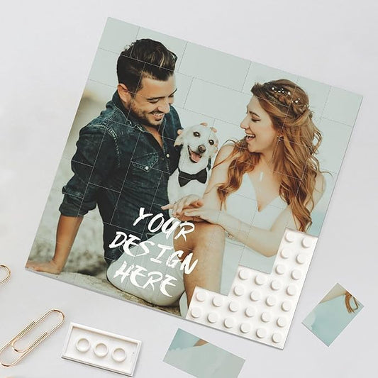 Custom Building Brick Personalized Photo Block Puzzle Valentines Day Gifts Building Block Family Portrait Photograph DIY Gifts for Women, Men,Kids Horizontal Shaped Brick Puzzle (Horizontal Shaped)