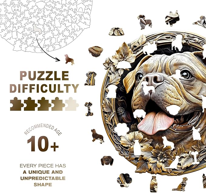 Wooden Jigsaw Puzzles, Metal French Bulldog Wooden Puzzles for Adults with Unique Shape, Adult Jigsaw Puzzle, Birthday Gifts for Adults, 13.4"x13.2" -295pcs