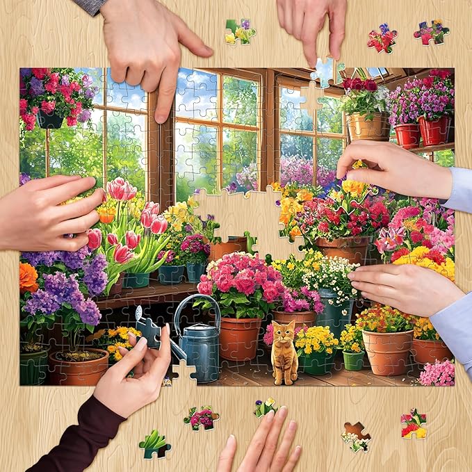 300 Piece Puzzles for Adult, Cute Cat Jigsaw Puzzles 300 Pieces for Adults Kids Senior, Colorful Flower Adult Puzzle, Challenging Family Fun Puzzle Activity Game Gift for Friend 20.5 X 15 Inches