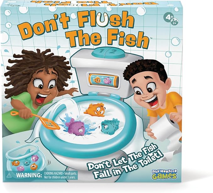 PlayMonster Dont Flush The Fish Game - Hand-Eye Coordination, Strategy Board Games for Family Game Night for Kids and Adults, Easy Assembly, Multiplayer, Ages 4+