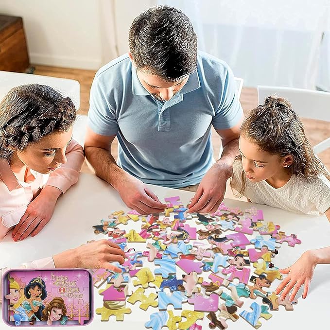 Wooden Princess Puzzles, 60 Pieces, Ages 3-5, Educational Jigsaw Puzzles for Kids, Girls and Boys Toys in Metal Box, 60 Count (0678)