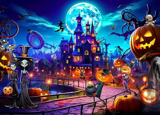 Horror Halloween Jigsaw Puzzles for Adults 1000 Pieces, Interlock Perfectly Letter on Back, Home Decor Birthday Party Puzzle Gift, Halloween Puzzle 1:1 Poster Jigsaw Puzzles for Adults