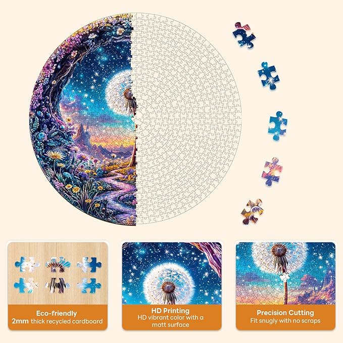 Masseruon 1000 Piece Puzzle for Adults, 26.6 * 26.6in Dandelion Garden Puzzle for Adults, 1000 Pieces Flat Puzzles with 3D Visual Effect When Completed, Adult Puzzles Games