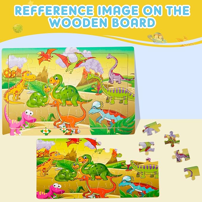 Chivao 18 Pack 30 Pieces Puzzles for Kids Ages 3-5 Wooden Toddler Puzzles Ages 4-6 Educational Learning Preschool Toys Set for Kids Boys and Girls