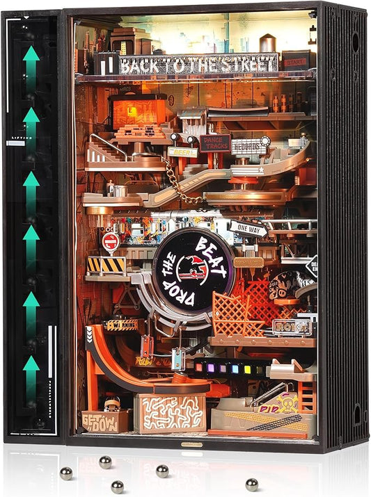 ROKR Marble Run Mechanical 3D Puzzles for Adults& Teens, DIY Miniature Model Building Kit, Parallel World Hip-Hop Street MR03S