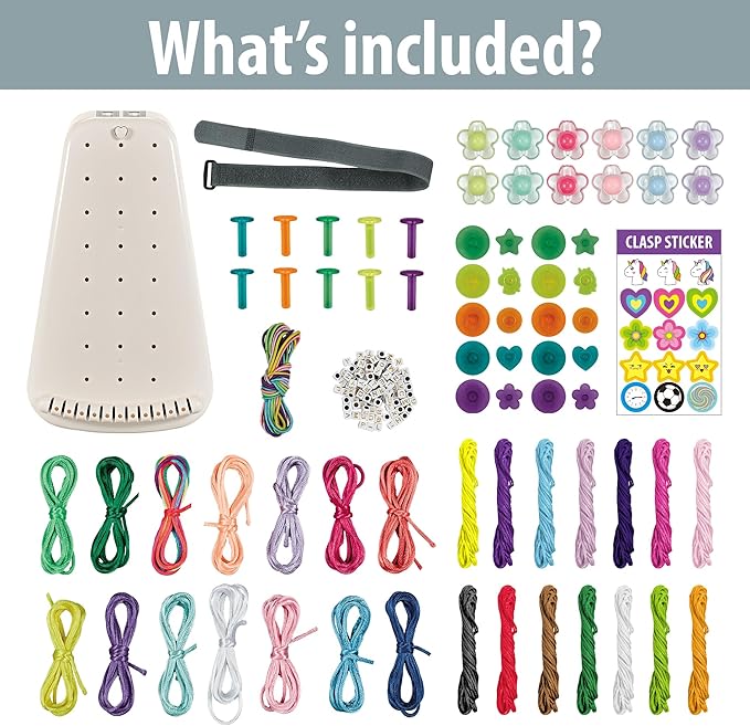 Chilpals Friendship Bracelet Making Kit for Girls,Arts and Crafts for Kids Ages 8-12,Birthday Gifts Ideas for Girl 7 8 9 10 11 Year Old - 2 in 1 Bracelets String Maker Toys Set (White)