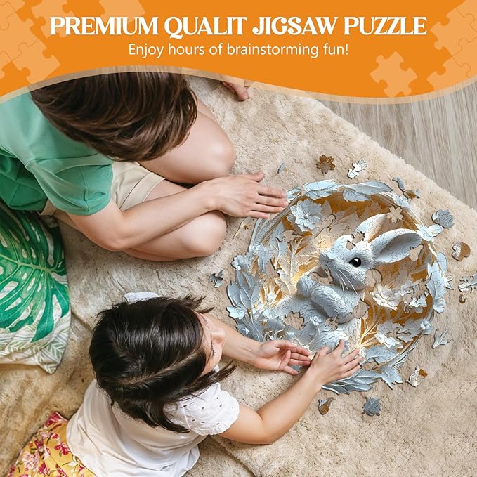 Wooden Puzzles for Adults, Wooden Jigsaw Puzzles for Adults Kids, 3D Paper Rabbit Unique Shaped Wood Puzzles Adult, Birthday Gifts for Friends Family Game (13.4 * 13.1in 290pcs)