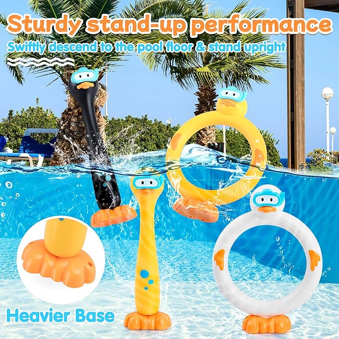 Pool Diving Toys for Kids, 6 PCS Swimming Pool Diving Rings, Summer Sticks Toys for Kids Ages 4-8 8-12, Fun Underwater Grow Training for Boys Girls