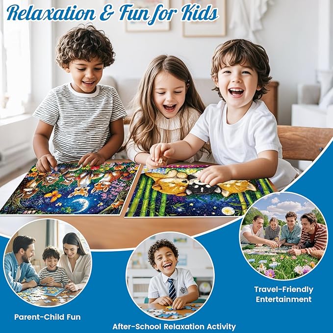 3-Pack 100 Piece Puzzles for Kids,Dogs Foxes Animals Puzzle for Kids Age 4-6 6-8 8-10,Unique Large Piece Jigsaw Puzzle,Recycled Paper,Bright & Colorful Educational Puzzle,Boys Girls Gift for Birthday