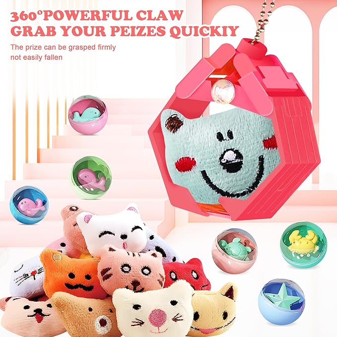 Mini Claw Machine for Kids | Girl Toys for Ages 8-13 Arcade Game Toy Claw Machine Electric Candy Vending Machine Toy with LED Lights & Adjustable Sound, Birthday Gifts for Girls Ages 4+, Red