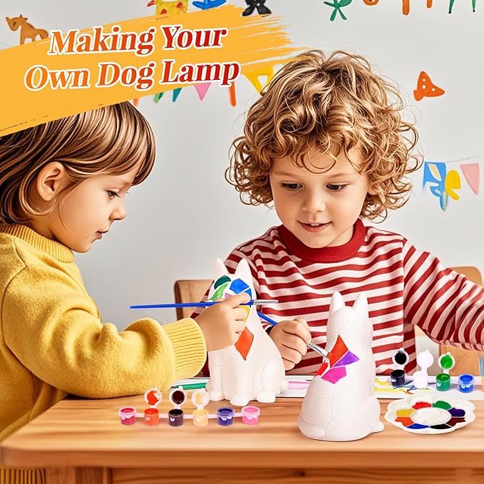 Paint Your Own Dog Lamp Kit - Art Supplies Arts & Crafts Kit, Painting Kit for Kids Ages 6-12, Arts and Crafts for Kids Ages 8-12, Christmas Birthday Gifts for Girls Boys Age 5 6 7 8 9 10 11 12+