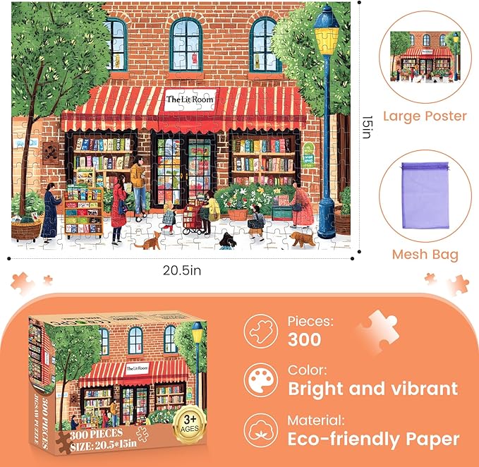 300 Piece Puzzles for Adults,Jigsaw Puzzles 300 Pieces for Kids Library Puzzle Building Jigsaw Puzzles Challenging Puzzles Family Activity Game Nights Gift Toy 20.5x15 in