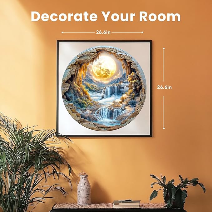 Masseruon 1000 Piece Puzzle for Adults, 26.6 * 26.6in Moonlit River Puzzle for Adults, 1000 Pieces Flat Puzzles with 3D Visual Effect When Completed, Puzzles Gift for Women Men