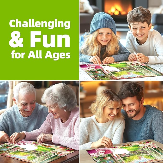 Blueforest 500 Piece Jigsaw Puzzle for Adults - Unique Shape Pieces | Cozy Indoor Garden Scene with Golden Retriever | Challenging & Fun Puzzle 23x15 Inches