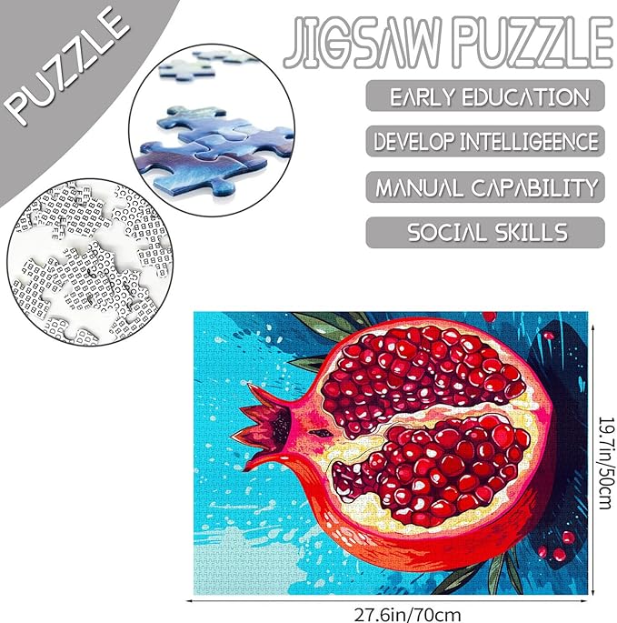Tucocoo Pomegranate Jigsaw Puzzle 1000 Pieces Puzzles for Adults, Fruit Pop Art Style Puzzles for Challenging Family Activity Games 27 x 20 inches Colorful DIY Puzzle for Home Decor Gifts