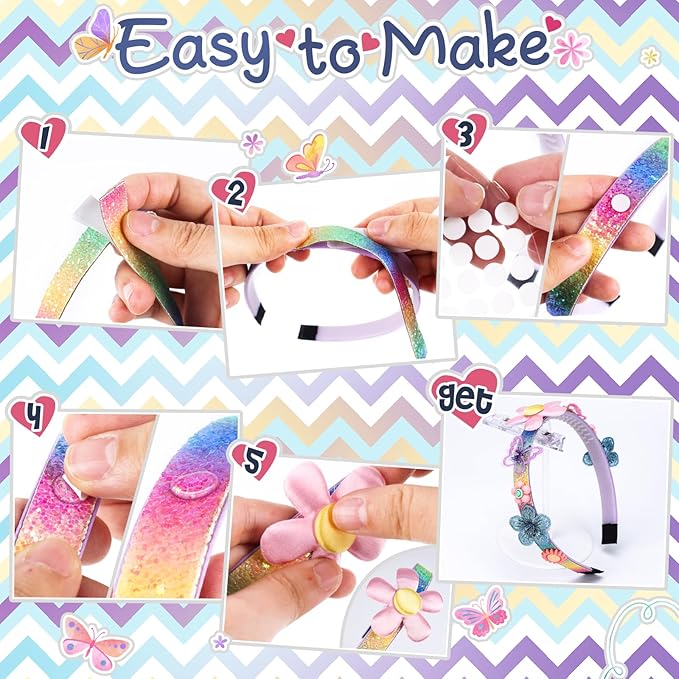 Gifts for 6 Year Old Girls: Craft Kits for Kids 6-12 | Fashion Girl Hair Accessories Making Set | That Allows Girls to Make Their Own Unique DIY Flower Hair Accessories