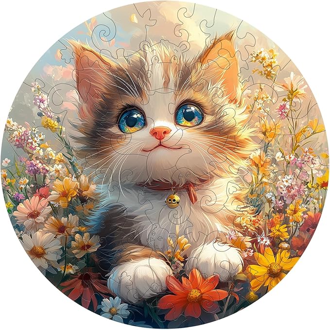 Wooden Puzzles for Kids Ages 4-6, Lovely Cat 50 Pieces Kids Puzzle, Children Birthday Easter Puzzle Gift Idea, Educational Puzzles Toys for Boys and Girls (11.4 * 11.4in)