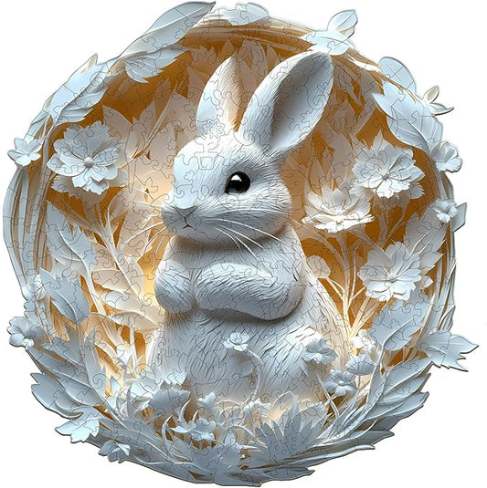 KAAYEE Wooden Puzzles for Adults, 3D Vision Effect Rabbit Wooden Jigsaw Puzzles, 290pcs Unique Shape Advanced Wood Puzzle Adult, 3D Effect Flat Puzzle Birthday Gifts Family Game (L-13.4 * 13.1in)